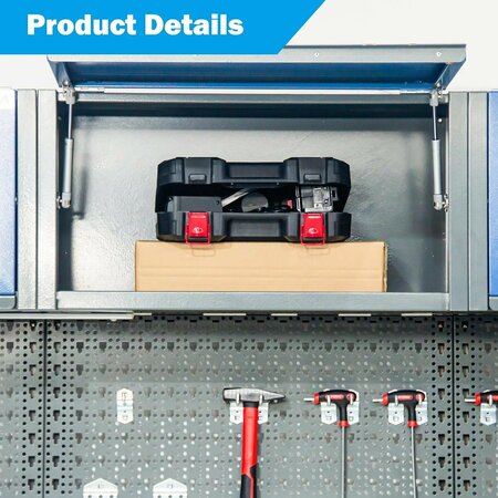 Chery  Industrial Storage Cabinet, Multifunctional Steel Garage Storage Cabinet W/ Doors, Sliding Drawers Blue 3 Pcs JINWB108CBL01